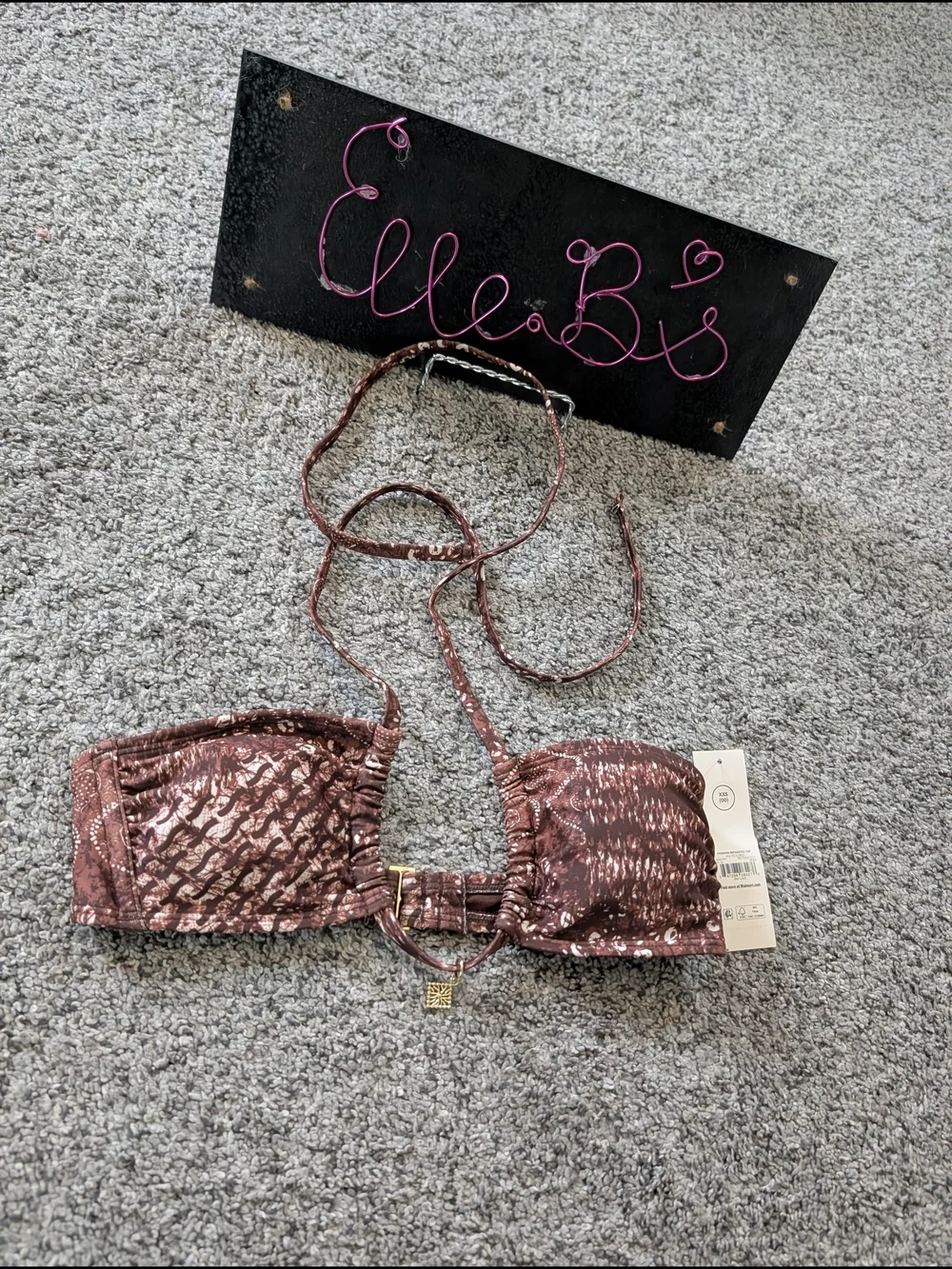 Nwt No Boundaries Brown Snakeskin Bikini Top Xxs
